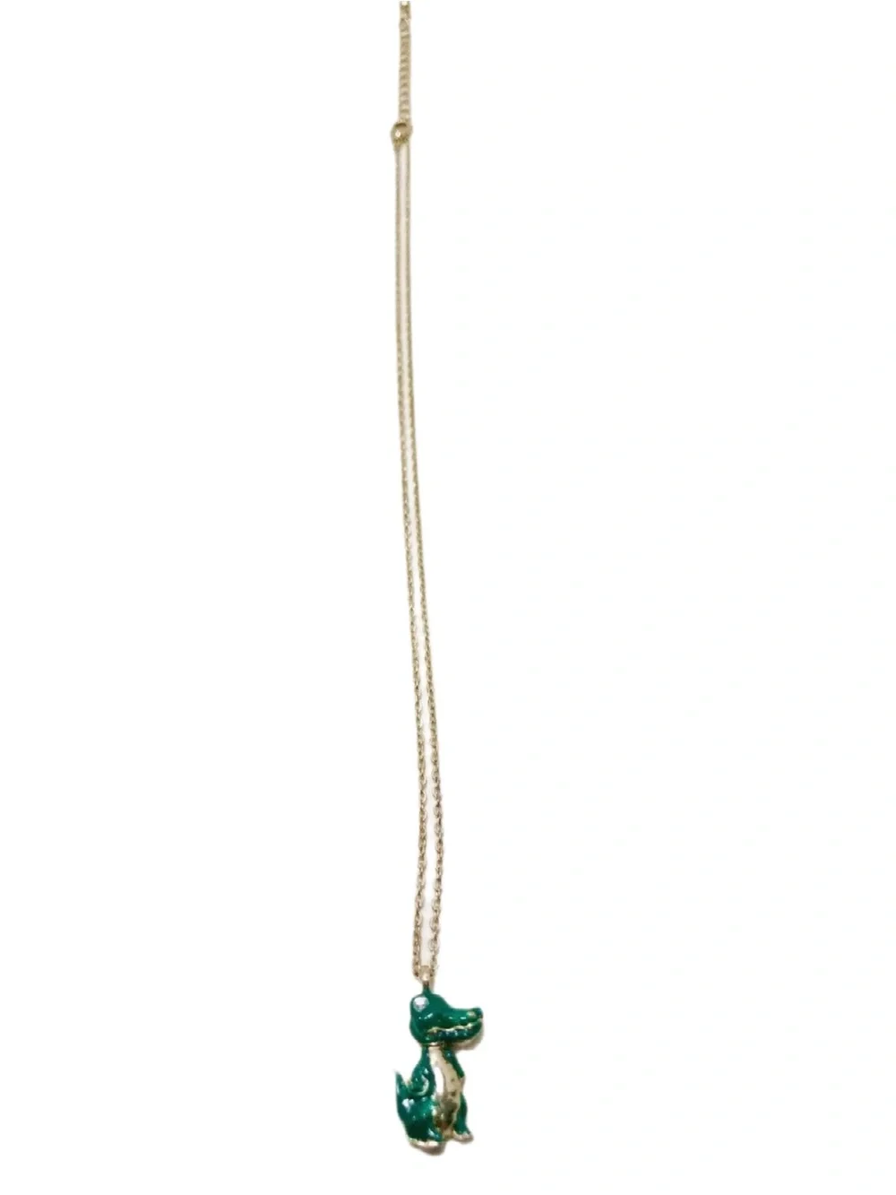 Girls Enamel Alligator Pendant Charm Gold Tone 16